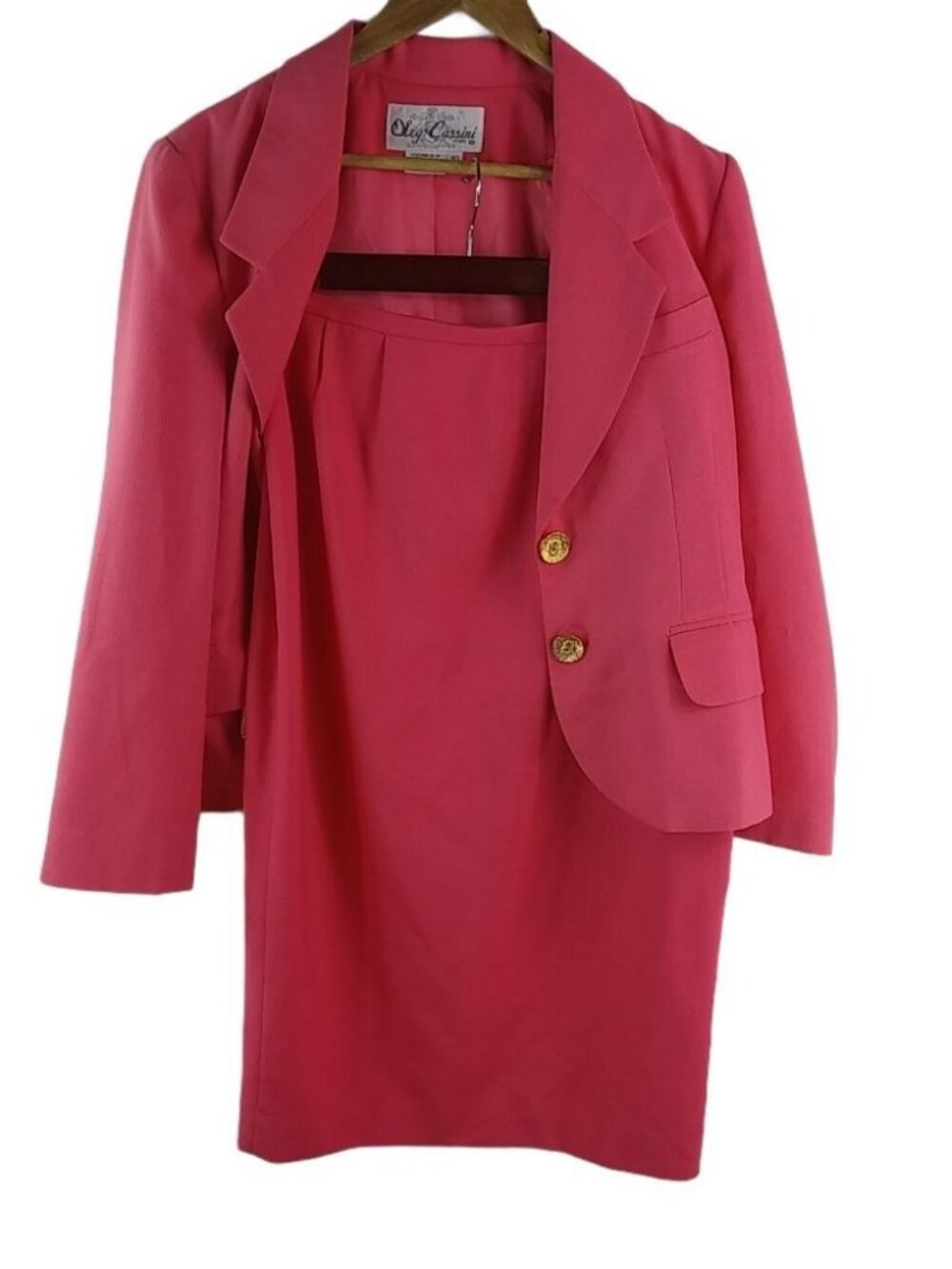Oleg Cassini 10P Pink Midi Skirt Suit